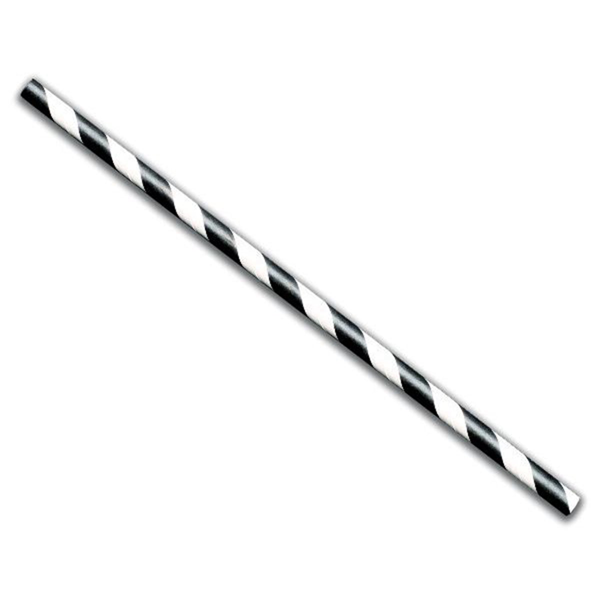 Pajitas de papel con rayas negras de 7,75" - Paquete de 25