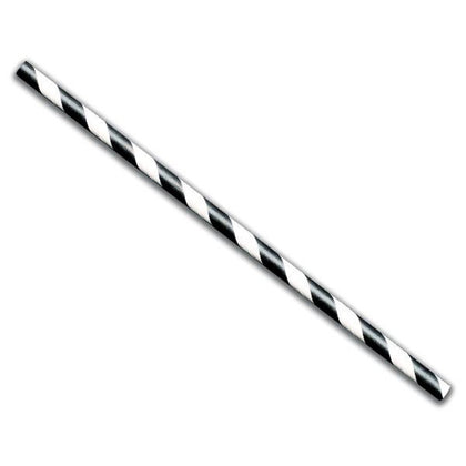 Pajitas de papel con rayas negras de 7,75" - Paquete de 25