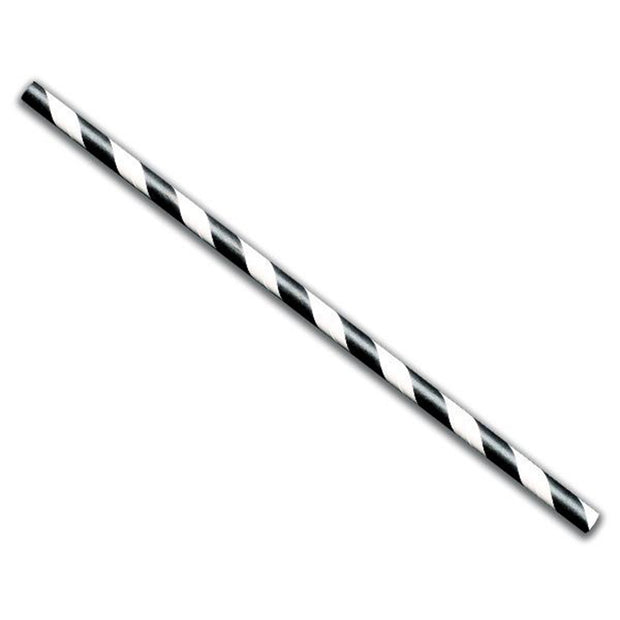 7.75" Black Stripe Paper Straw - 10,000/case