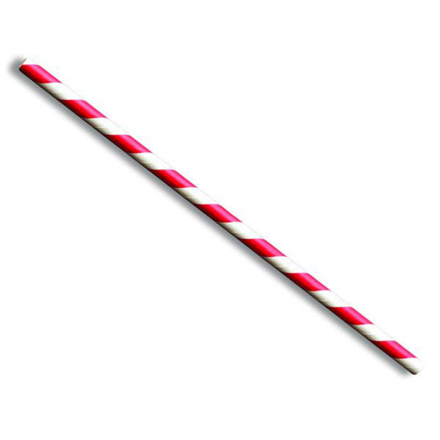 Χάρτινο καλαμάκι 7,75" με κόκκινες ρίγες - 10.000 τεμάχια/κιβώτιο