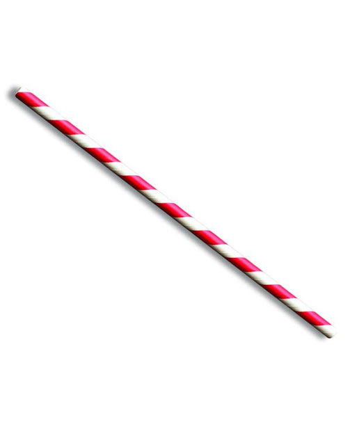 7.75" Red Stripe Paper Straw - 10,000/case