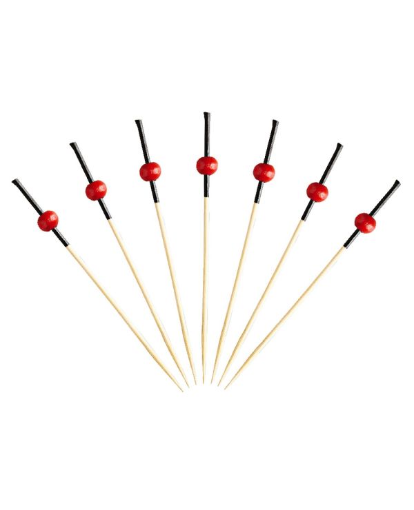 3.5" Red Ball Bamboo Pick - 10,000/case