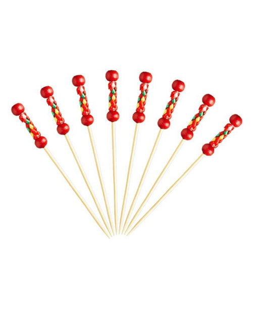 3.5" Red Braided Bamboo Pick - 10,000/case