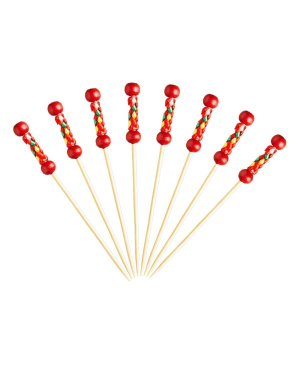 3.5" Red Braided Bamboo Pick - 1,000/box