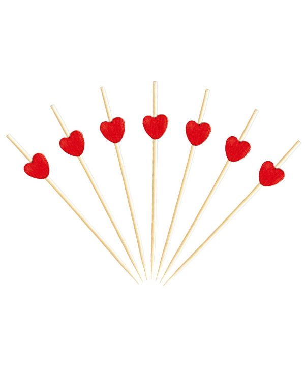 3.5" Red Heart Bamboo pick - 100/pack