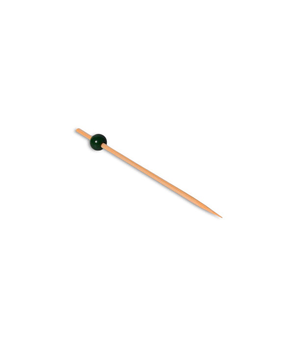 Palillo de bambú de 4,5" con forma de bola verde oscuro - Paquete de 100