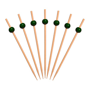 4.5" Dark Green Ball Bamboo Pick - 10,000/case