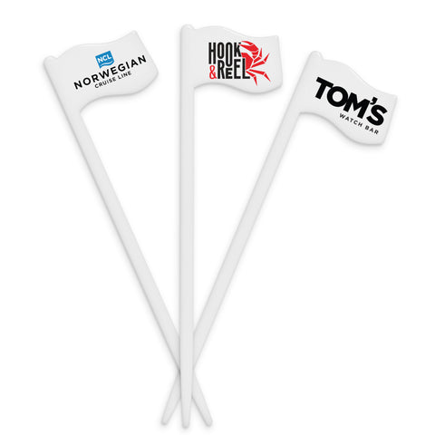 4.5 inch Custom White Plastic Flag Pick