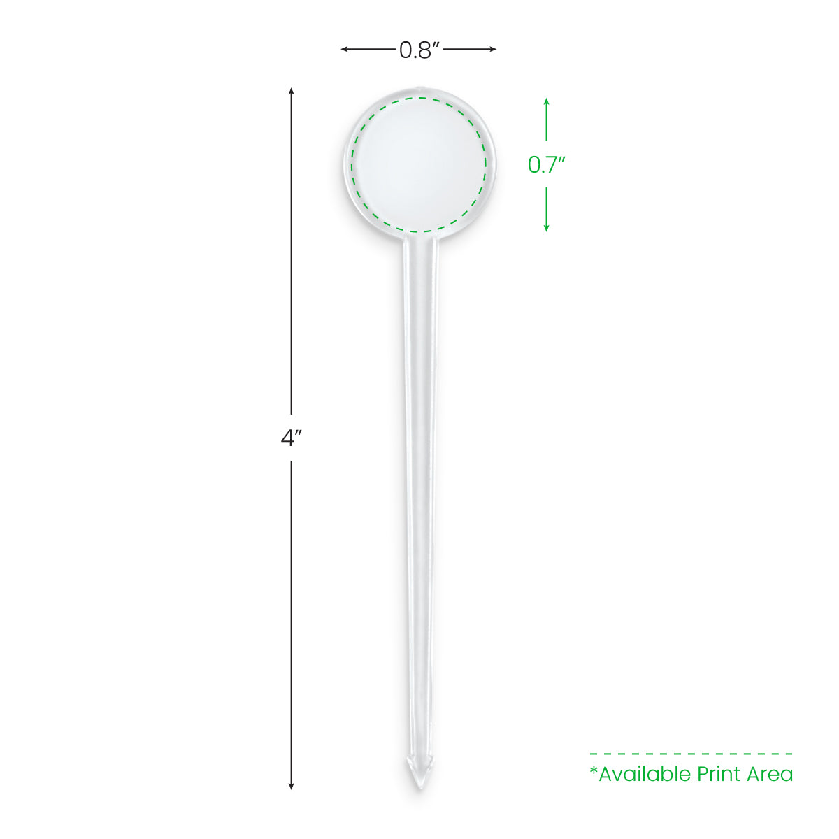 Disco transparente personalizado de 4" con púa superior y acabado de barniz brillante 