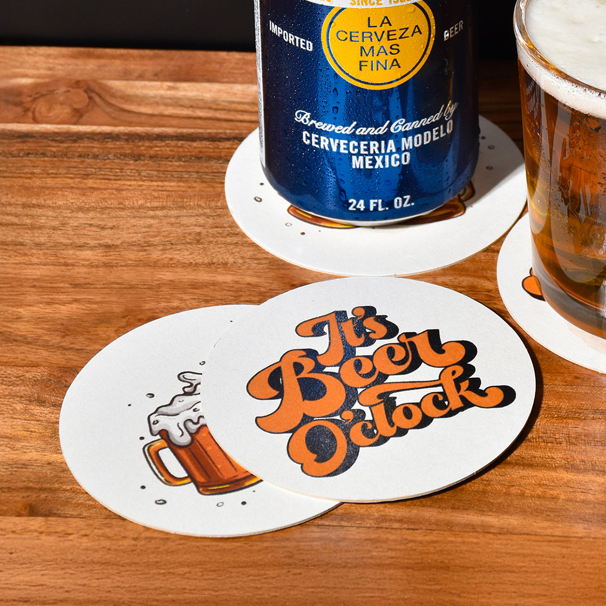 4 inch Round Custom Bar Coaster, Medium Weight w/ Double Sided Print