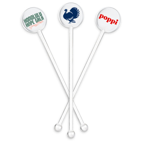 5.5 inch Custom Clear Plastic Disc-Top Drink Stirrer