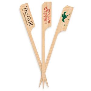 6" Custom Double Wide Bamboo Paddle Pick