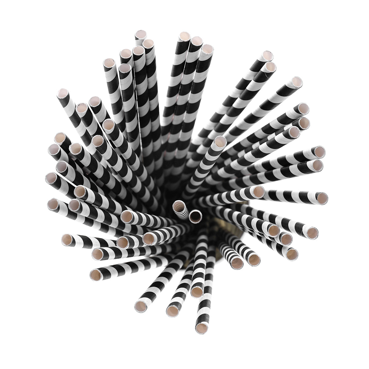 Pajitas de papel con rayas negras de 7,75" - Paquete de 25