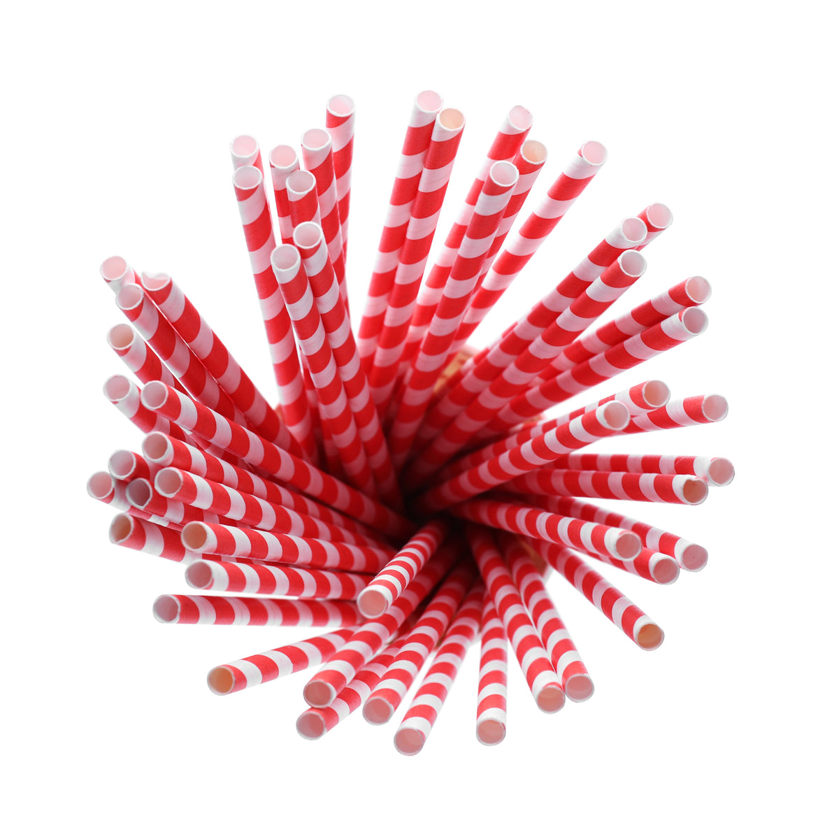 Pajitas de papel con rayas rojas de 7,75" - Paquete de 25