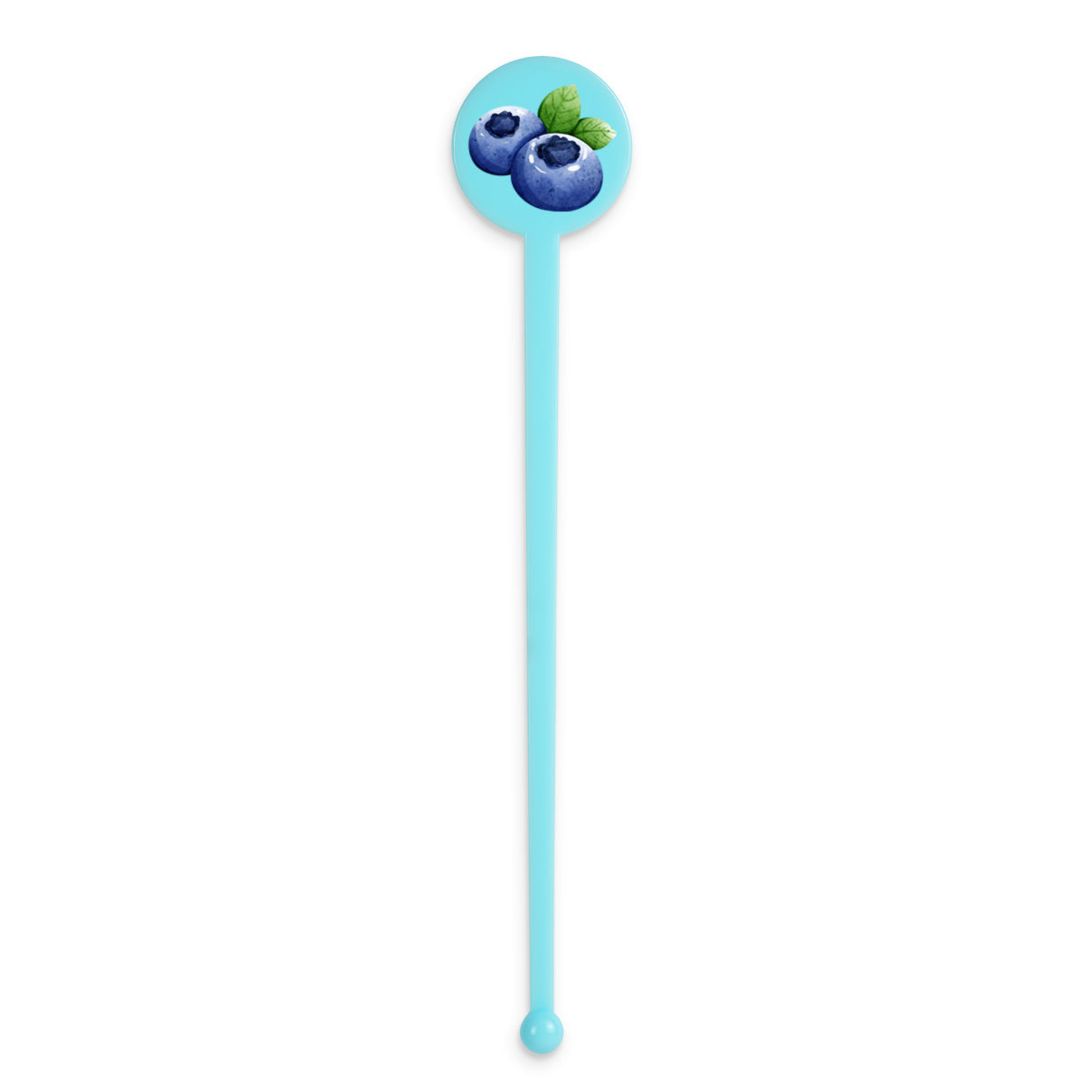 Agitador de disco plano de 7" personalizado en azul claro con impresión a doble cara 