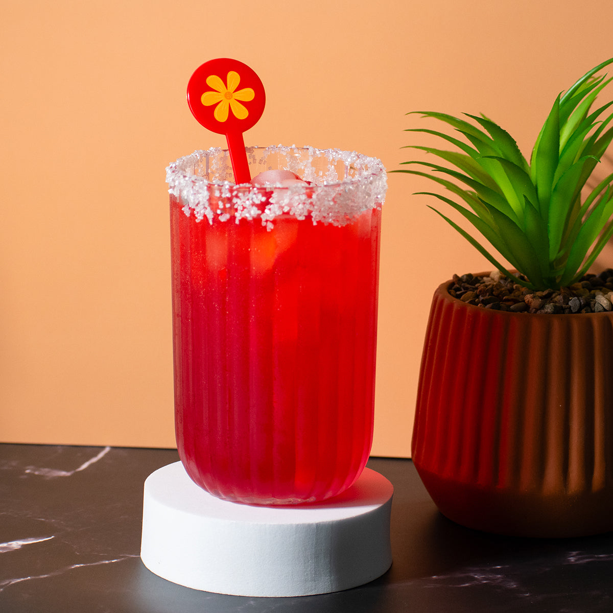 Agitador de vástago plano con tapa de disco roja personalizada de 7