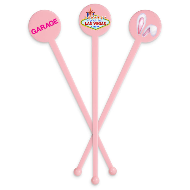 7" Custom Light Pink Disc-Top Flat stemmed Stirrer