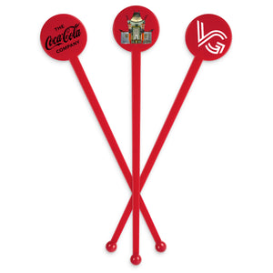 Agitador de vástago plano con tapa de disco roja personalizada de 7" 