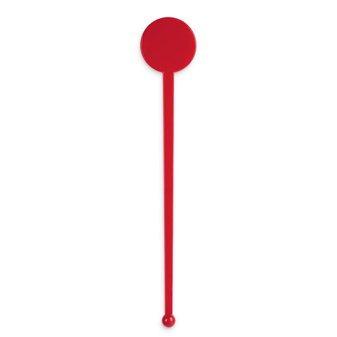7" Red Disc-Top Flat stemmed Stirrer - 2,000/case