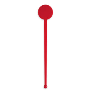 7" Red Disc-Top Flat stemmed Stirrer - 2,000/case