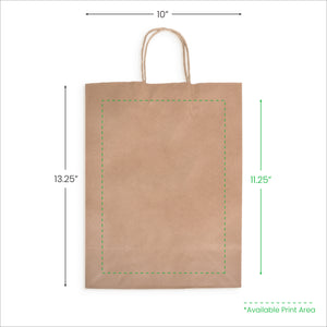 10" x 5 1/2" x 13 1/4" Custom Kraft Paper Bag with Handles