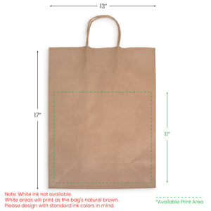 13" x 7" x 17" Custom Kraft Paper Bag with Handles