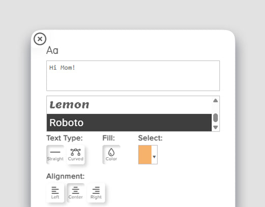Add text panel with a font applied on the product