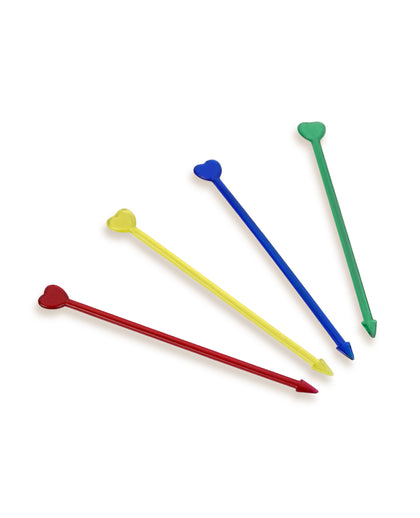3.5 inch Heart Pick, Rainbow Assorted Colors - 1,000/box