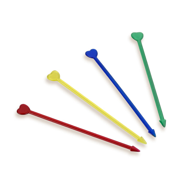 3.5" Heart Pick, Rainbow Assorted Colors - 20,000/case
