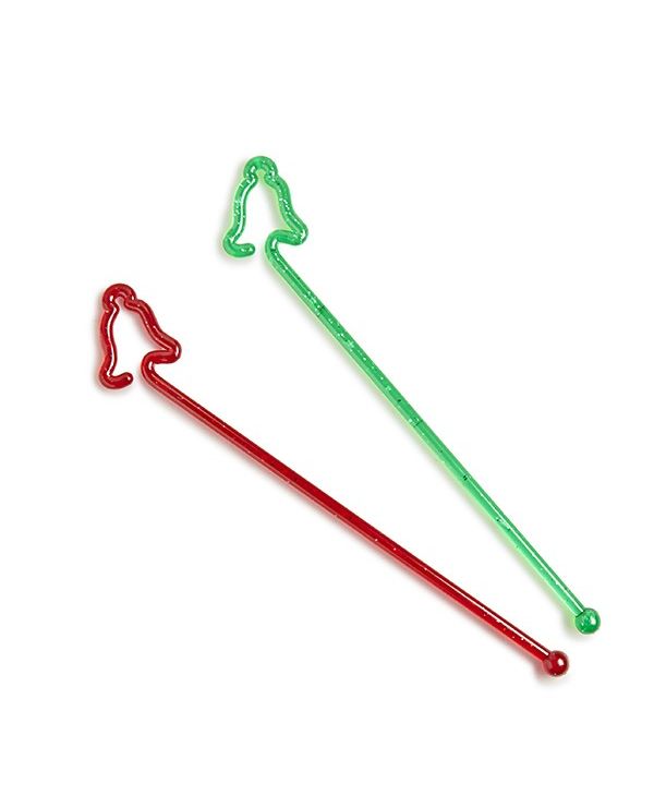 7" Red & Green Holiday Bell Stirrer - 2,000/case