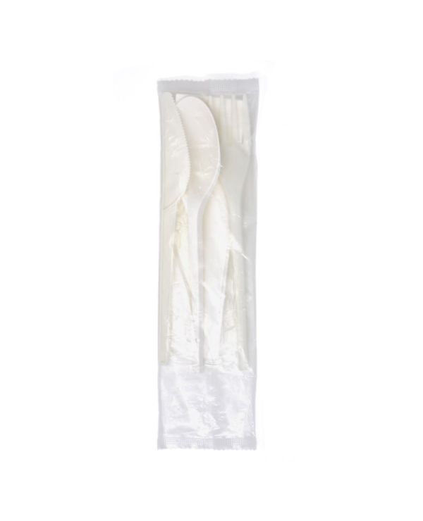 6.5" CPLA Cutlery Set With Napkin - 50/pack