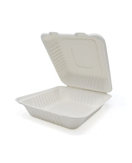 8-x-8-x-3-sugarcane-bagasse-1-compartment-clamshell-container-50-pack