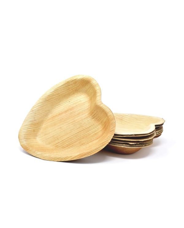 6" Heart-Shaped Palm Leaf Bowl - 25/pack