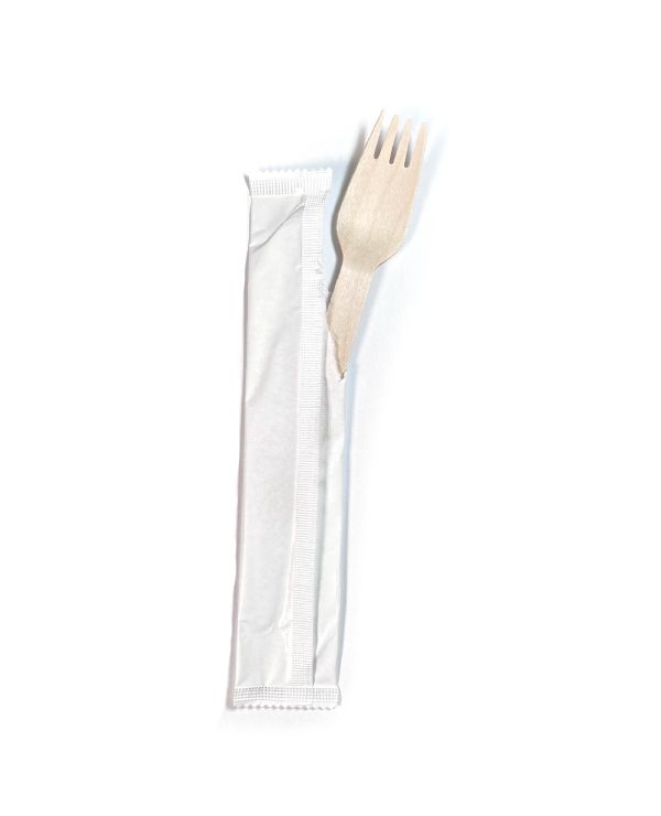 6.5" Wooden Fork, Individually Wrapped - 1,000/box