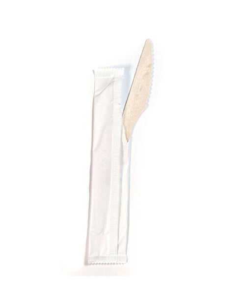 6.5" Wooden Knife, Individually Wrapped - 1,000/box