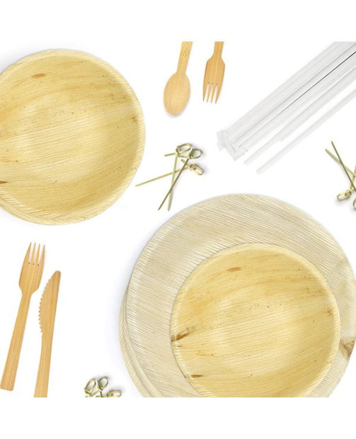 25-guest-round-palm-leaf-plate-party-kit